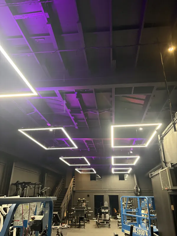 Fixtures with purple RGB accent lighting