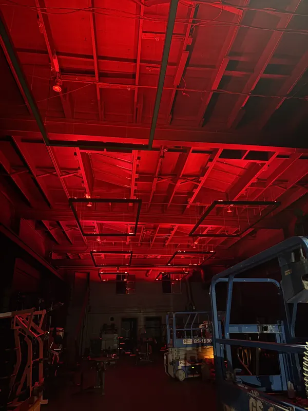Ceiling accent lighting set to red